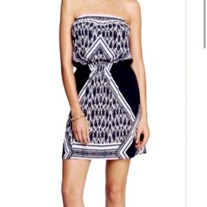 Express Ikat Black & White Strapless Sundress